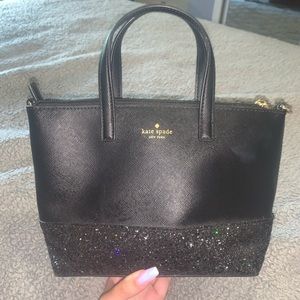 KATE SPADE: Black Small Glitter Bag